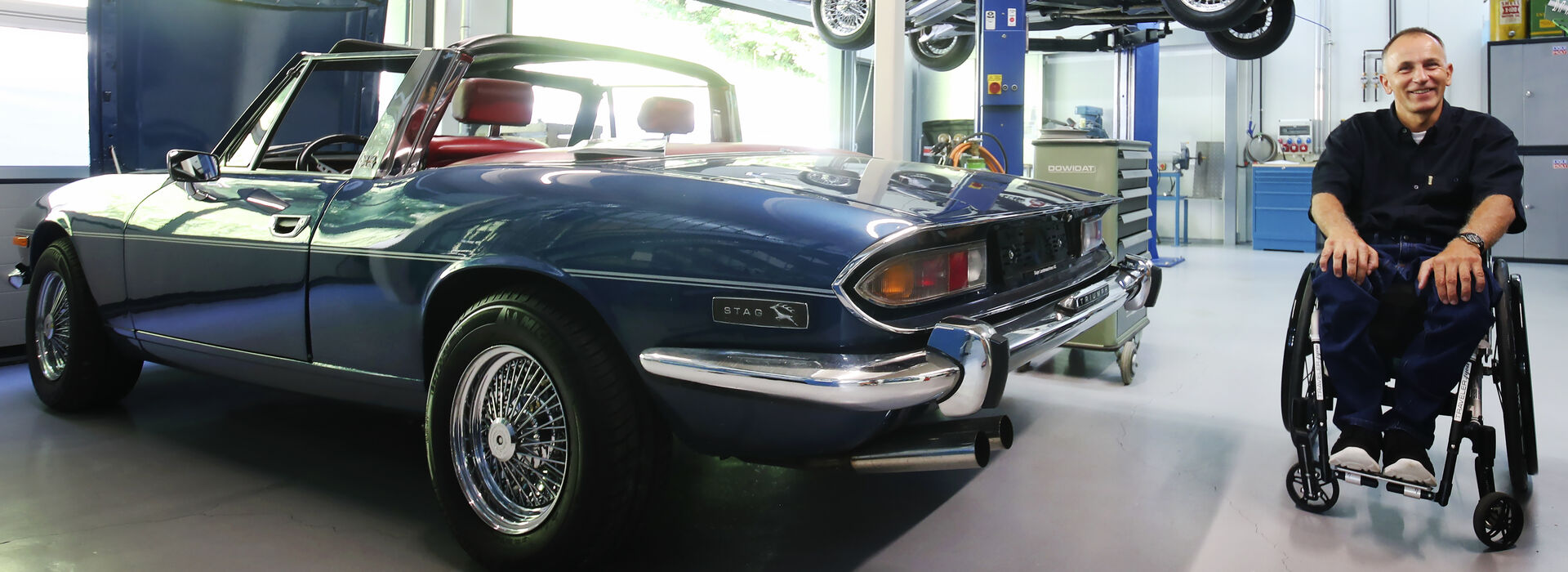 Oldtimerfahren trotz Handicap